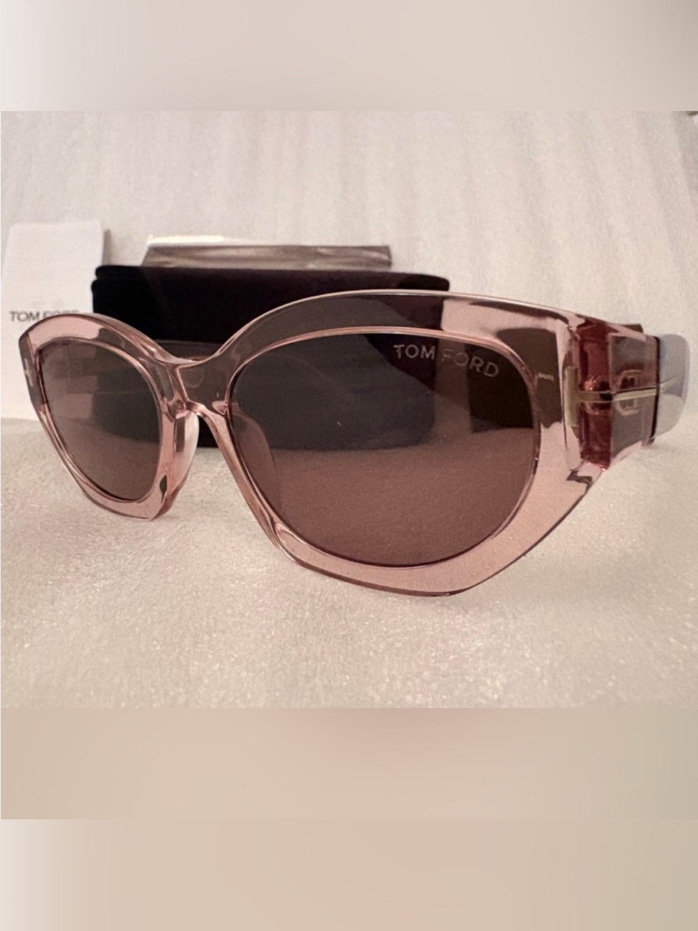 Tom Ford Penny TF1086 72E Pink Crystal Oversized Sunglasses NWOT Full Set Italy